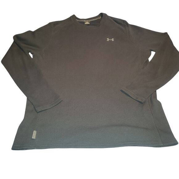 Under Armour Size L Men's Expanse Waffle Long Sleeve Crew Black/Gray - Picture 1 of 9